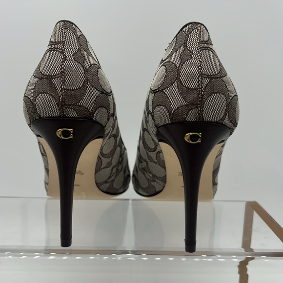 Coach Skyler Monogram Jacquard Pumps Oak Maple - Picture 4 of 15